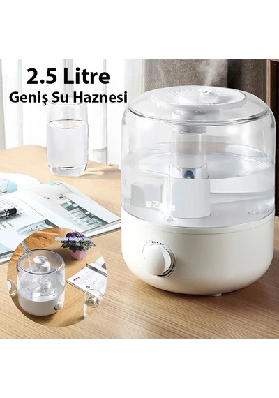 Ezere Yatak Odası İçin Üstten Doldurmalı 25 L Büyük Su Tankıotomatik Kapanma Sessiz Soğuk Sisli Nemlendirici- 5775 - Beyaz