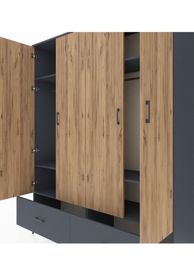 Hyperion Gardrop 6 Raflı 2 Çekmeceli 2 Askılı 176x44x221 Antrasit-çam/antrasit Çam/antrasit Hyperion Gardrop 6 Raflı 2 Çekmeceli 2 Askılı 176x44x221 Antrasit-çam/antrasit Çam/antrasit