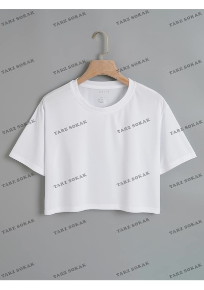 Flood Of Style Crop Ckod-232913 Düz Kısa Beyaz