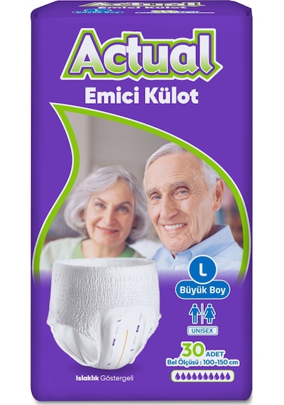 Actual Yetişkin Emici Külot Large L 30 Adet Unisex Hasta Bezi