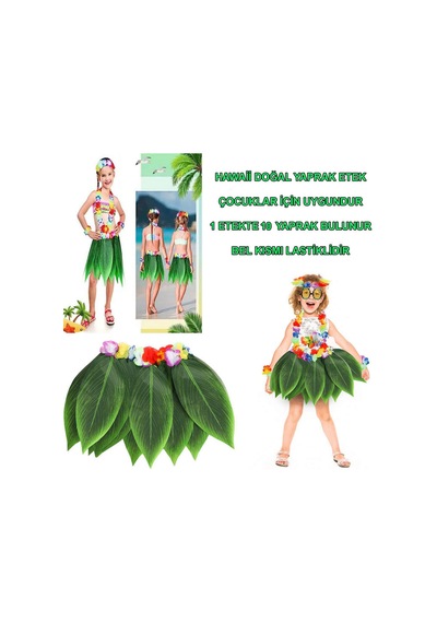 Tropikal Esintili Hawaii Yapraklı Parti Eteği Çocuk Boy N712