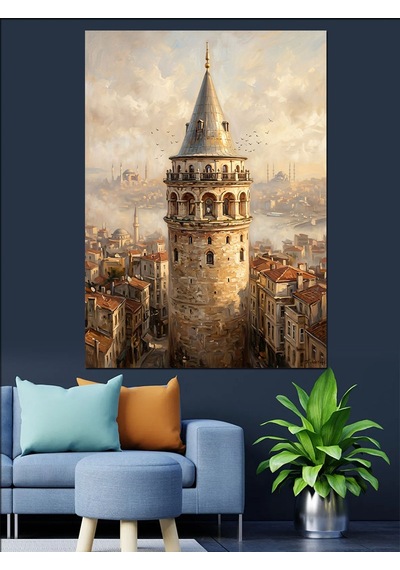 Galata Kulesi Tarihi İstanbul Manzarası Dekoratif Kanvas - Mdf Ahşap Tablo