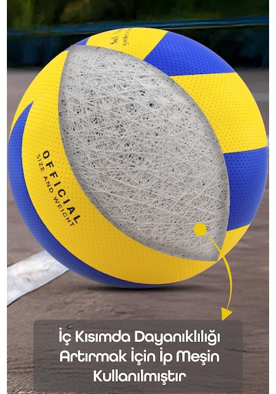 Voleybol Topu Lamineli Beton Zemin Soft Touch İç-dış Mekana Uygun 8 Panel Sarı-mavi 280 Gram Mavi