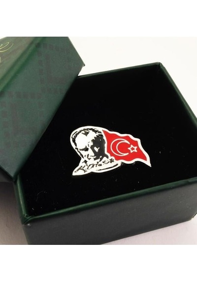 Atatürk Bayrak Yaka Rozeti Krom Kaplama 10 Kasım 29 Ekim Öğretmen