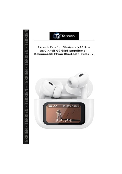 Ekranlı Telefon Görüşme X36 Pro Anc Aktif Gürültü Engellemeli Dokunmatik Ekran Bluetooth Kulaklık