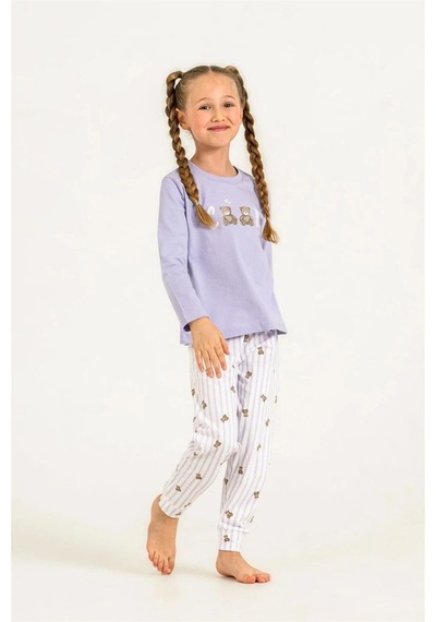 Rolypoly Kız Çocuk Baskılı Pijama Takımı Lila Rp3912-3