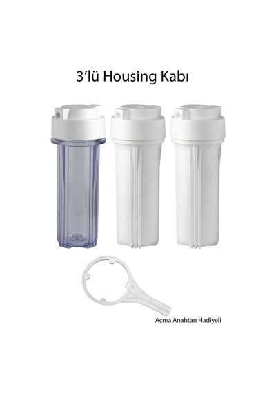 Su Arıtma Cihazı 10’’ 3 ’lü Filtre Kabı ( Housing ) Çift O - Ring