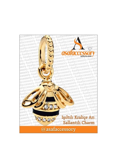 Işıltılı Kraliçe Arı Sallantılı Charm Gümüş