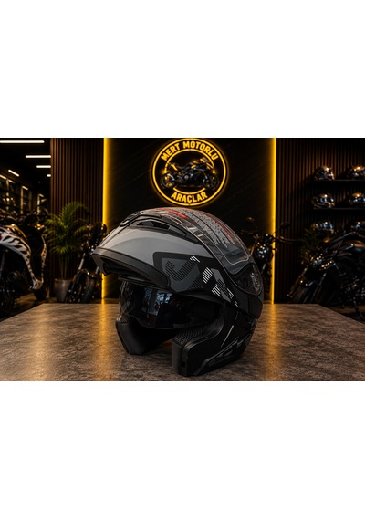 Jk 902 H1 Grey Çene Açılır Motosiklet Kaskı Açık Gri