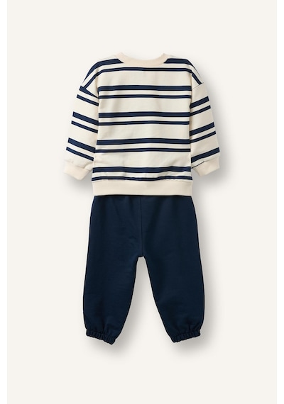 Defacto Çizgili Bisiklet Yaka Sweatshirt Üst Lastikli Paça Alt 2li Takım Erkek Bebek I0235a526aunv256 Lacivert-nv256