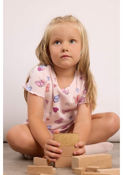 Defacto Fitilli Şortlu 2li Açık Pembe Pijama Takımı Kız Bebek H9311a526smpn671 Pembe-pn671