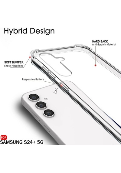 Samsung Galaxy S24 Plus Uyumlu Köşe Dolgulu Anti Shock Telefon Kılıfı Ve Kırılmaz Cam Ekran Koruyucu