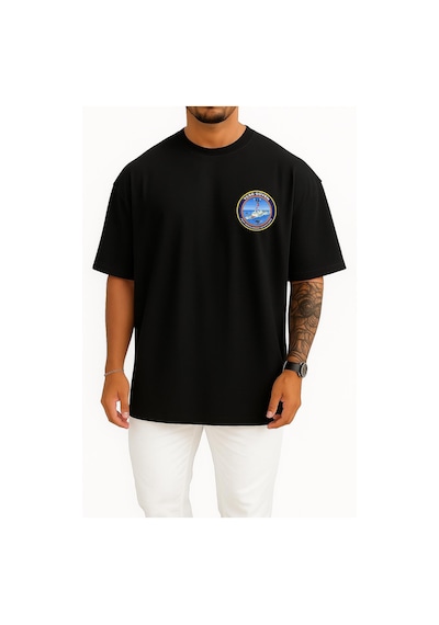 Bahriyeli Collection Oversize Tcsg Güven - 702 Cep Ve Sırt Tasarımlı Unisex T-shirt SIYAH