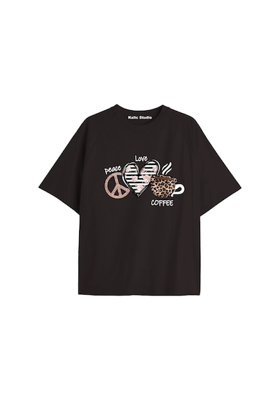 Kalic Studio Y2k Vintage Leopar Baskılı Siyah T-shirt Kod 160 Siyah-160