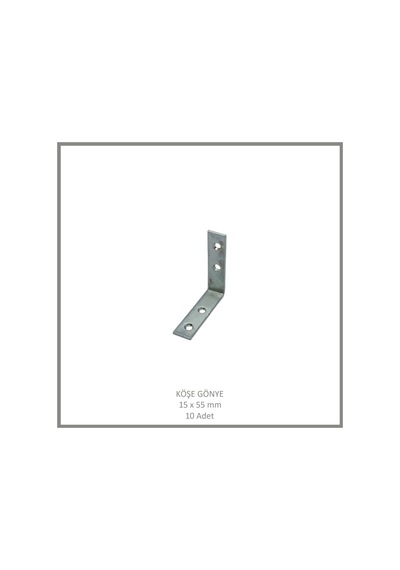 Köşe Gönye, Sac Gönye, 15 X 55 Mm 10 Adet Metalik