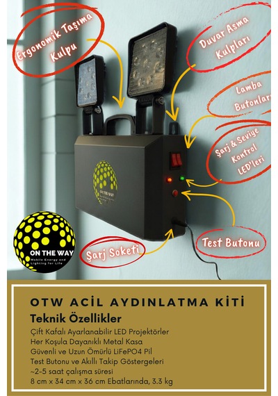 Otw Profesyonel Mobil Acil Aydınlatma Kiti 54wh Metal Kasa Şarj Edilebilir Projektör 50W Beyaz