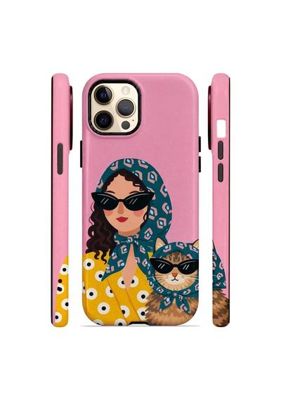 Velvoria Valestra Bohem Kedili Apple iPhone Uyumlu 12 Pro Darbe Korumalı Kılıf Valestra Select - Bohem Kedili