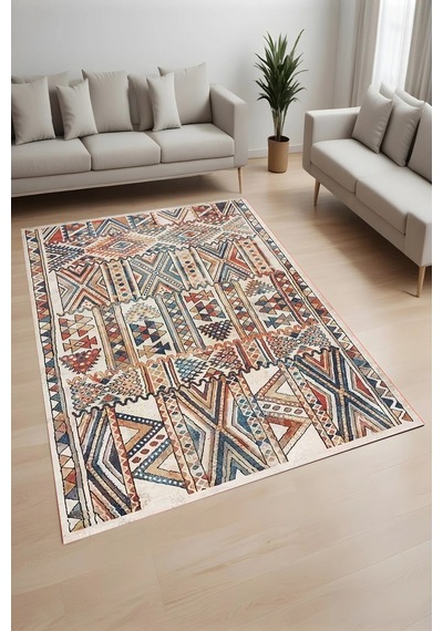 Eliana Home Dijital Baskı Yıkanabilir Kaymaz Taban Salon Halısı Ve Yolluk Rvg0985-fnl235 Bej