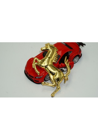 Ferrari Horse At Logo Gold Metal Bagaj Logo Amblem Arma