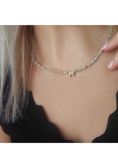 Vaoov 925 Ayar Gümüş Pastel Renkli Kristal Taşlı Harf Kolye