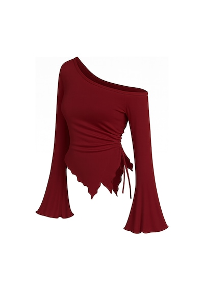 Meren Like Your Style Bordo Uzun Kollu Asimetrik Yaka Drapeli Yan Bağlamalı Bahar Sonbahar Bluz Üst Bordo Meren Like Your Style Bordo Uzun Kollu Asimetrik Yaka Drapeli Yan Bağlamalı Bahar Sonbahar Bluz Üst Bordo