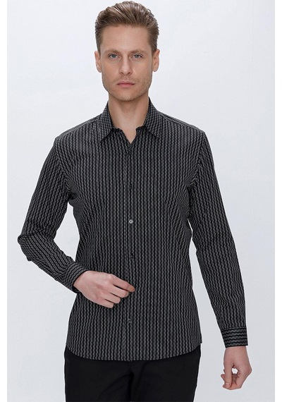 Efor G 1519 Slim Fit Siyah Spor Gömlek Siyah