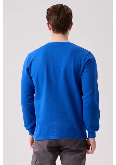 Galanthus Basic Sweatshirt - Uzun Kollu, Pamuklu, Rahat Kesim, Günlük Ve İş Kullanımı Sax Mavi