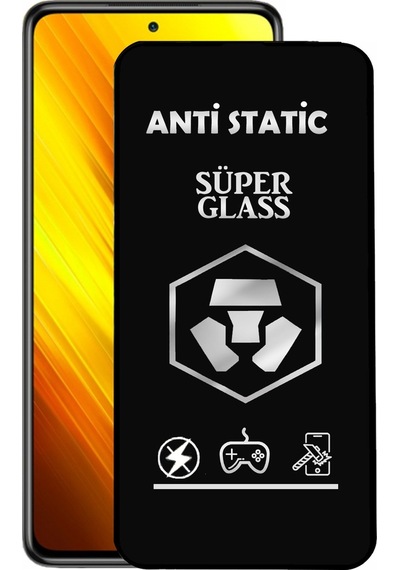 Xiaomi Poco X3 ile Uyumlu Tam Kaplayan Anti Statik Dayanıklı Süper Cam Ekran Koruyucu