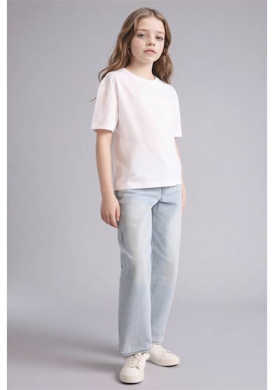 Defacto Relax Fıt Beyaz Kız Çocuk T-shirt D9099a8/wt34 Beyaz