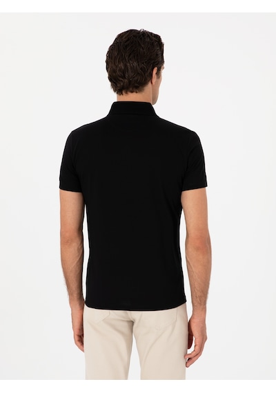 Siyah Slim Fit %100 Pamuk Polo Yaka T-shirt