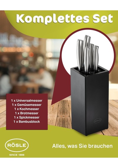 Rösle Basic Line Bıçak Seti 6 Parça 13755 - Bambu Fırçalı Stant Diğer