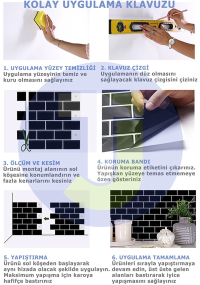 Technojet 3boyut Seramik Efekt Kendinden Yapışkanlı Beyaz Mermer Pvc Mutfak Tezgah Kaplama 30cm 30cm