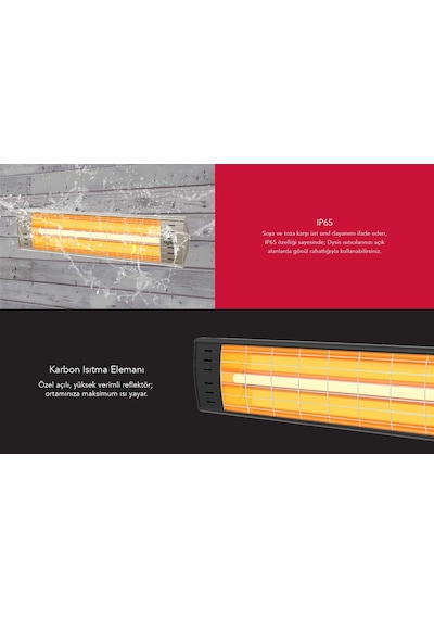 Dysis DH-7486 Art Plus Karbon Serisi IP65 Suya-Toza Dayanıklı 2300 W Bej İç/Dış Mekan Isıtıcı