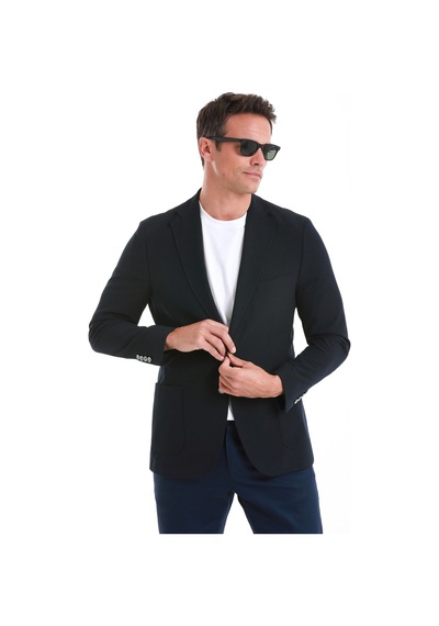 Hatemoğlu Lacivert Slim Fit Düz Mono Yaka Casual Ceket 14162124c001 005 Lacivert