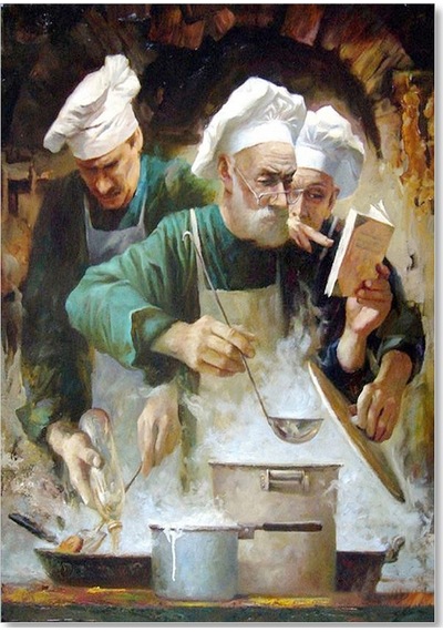 Cakasepetim Usta Aşçı Ve Yardımcıları İş Başında Yağlıboya Ahşap Mdf Tablo