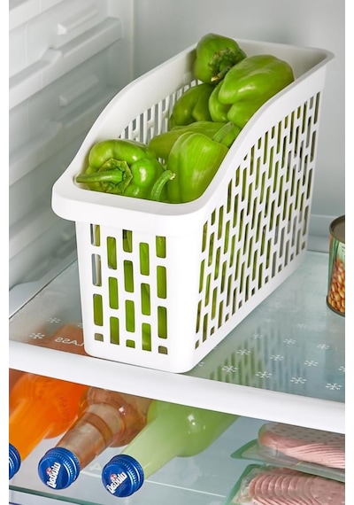 Flosoft 4 Adet Buzdolabı Sepeti, Mutfak Banyo Dolap İçi Düzenleyici Organizer 4 Lü Set 13x30x15cm