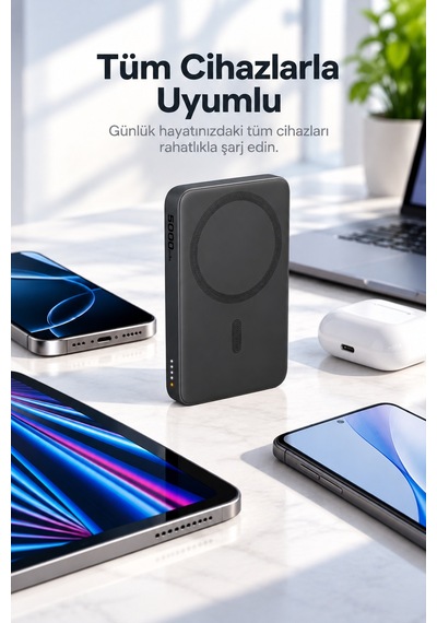 Aukey Pb-ms03-gy Magfusion Slim 5000 Mah Manyetik Wireless Şarj Powerbank - Gri