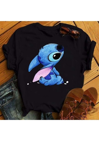 Noıssey Kırmızı Etiket Disney Lilo T-shirt Unisex Model48 17710 Siyah