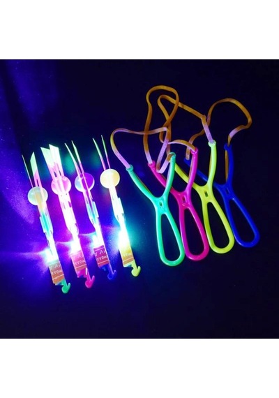 25 Adet Renkli Led Işıklı Sapan Çevirmeli Model Renkli Uçan Ufo Oyuncak Işıklı Sapan Tatil Hediyesi