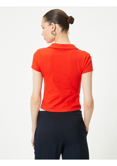 Koton Fermuarlı Polo Tişört Kısa Kollu Slim Fit Kırmızı 4sal11064ık Kırmızı