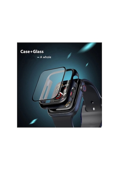 Apple Watch 7 Uyumlu 45 Mm Ekran Koruyucu Cam 360 Derece Kasalı Tam Kaplama