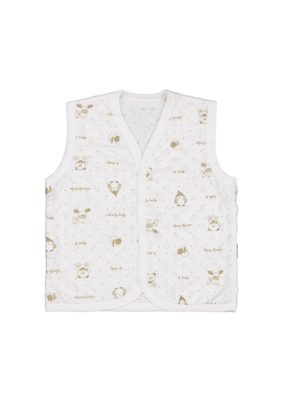 Albimini Civil Baby Desenli 1-9 Ay Yelek - Ekru
