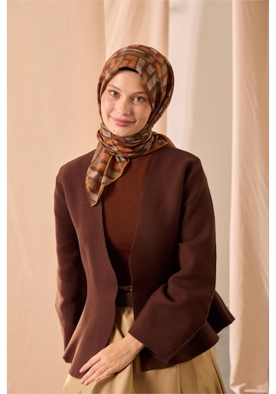 Silk Home Soft Eşarp 73096-08 Kahverengi, Haki, Koyu Turuncu, Gri