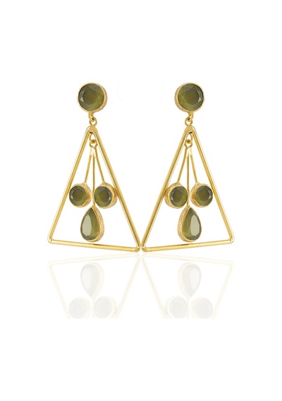 Kadir Jewellery 22 Ayar Altın Kaplama Kadın Sallantılı Küpe -el İşçiliği Ve Hipoalerjenik Küpe Altın - Zeytin Yeşili 95192489