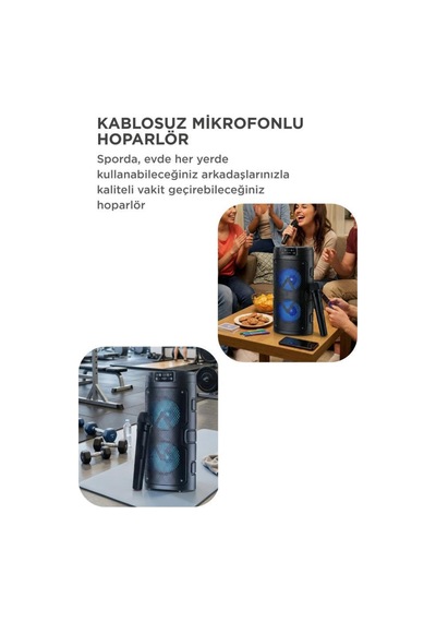 Bluetooth Hoparlör Mikrofonlu Rgb Işıklı Taşınabilir Parti Speaker Gts-2129 Siyah