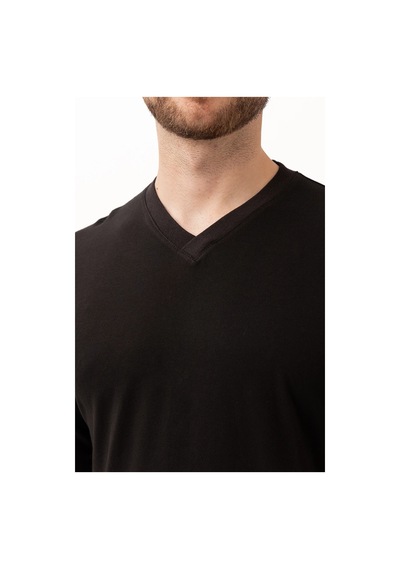 Padus V Yaka Uzun Kollu T-shirt - Rahat Kesim, İş Ve Günlük Kullanım Siyah