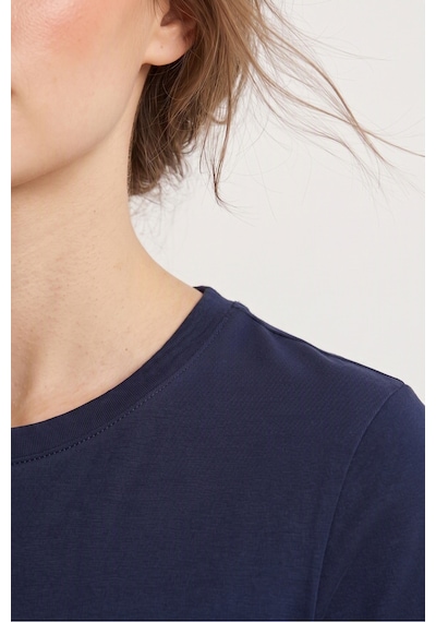 Elemge %95pamuk %5likra Vücuda Oturan Magic Fit Lacivert Kadın Stretch T-shirt Compact Penye Kısa Kol Esnek Basic Tişört Elastan