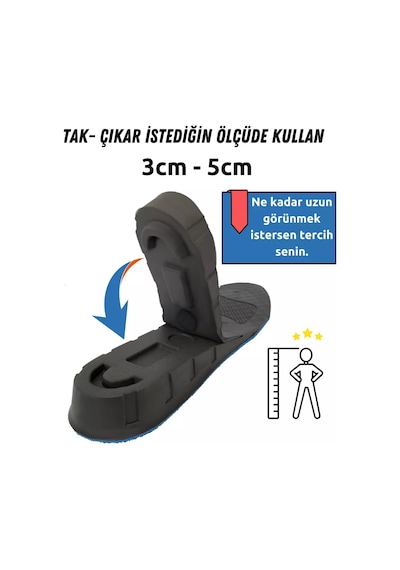 Magicfoot +5 Cm Boy Uzatıcı Geliştirilmiş Tabanlık Unisex Geliştirilmiş Özel Üretim Gizli Topuk Yükseltici