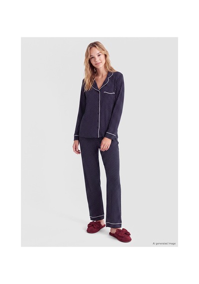 Lcw Dream Lacivert Puantiyeli Kadın Pijama Takım