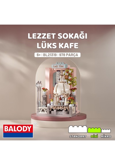 Balody Lezzet Sokağı Serisi Lüks Kafe Bl21319 Mini Blok Yapı Oyuncakları Seti